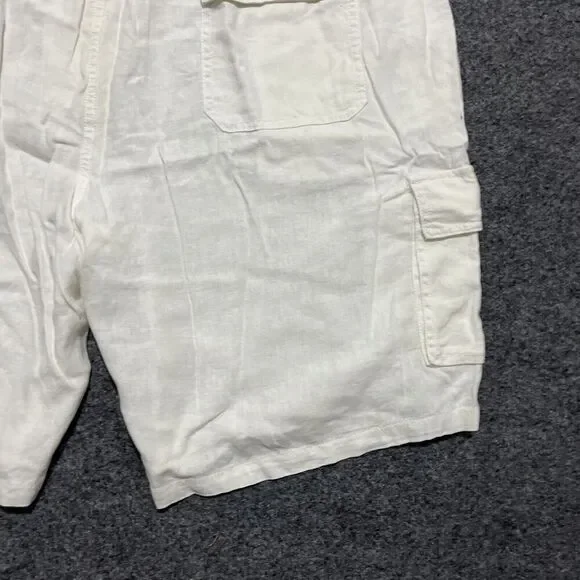 CUBAVERA Shorts Mens Size Extra Large White Linen Drawstring Cargo Pocket - Picture 11 of 14